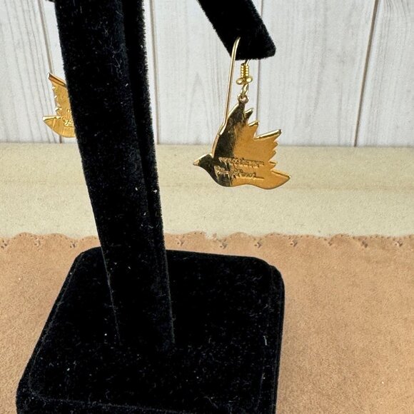 Vintage Rare LAUREL BURCH Earrings Celeste Birds French Hook Wire Earrings - Picture 3 of 6